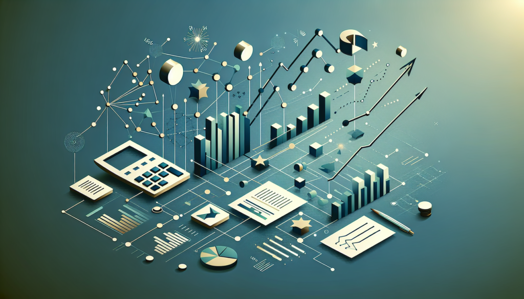 Pessoa preenchendo declaração de imposto de renda no computador com gráficos de ações na tela