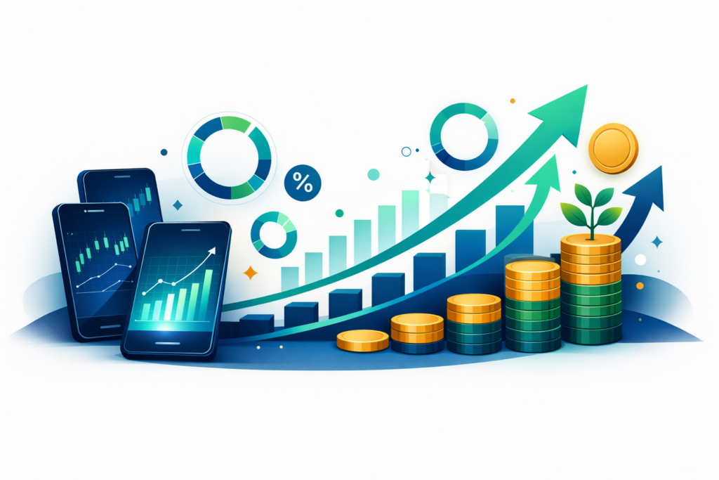 Simulação de quanto rende R$ 10.000 no Mercado Pago em 2026 com gráficos e calculadora financeira