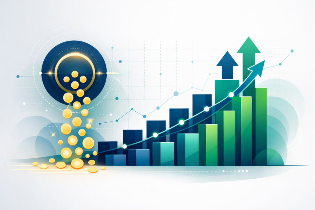 Gráfico mostrando quanto rendem 100 ações da Vale VALE3 em dividendos mensais com calculadora e moedas